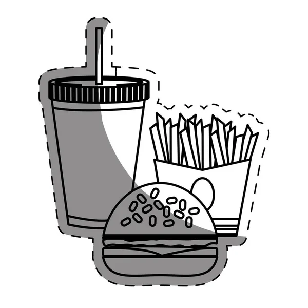 汉堡包、 炸薯条和汽水快餐 — 图库矢量图片