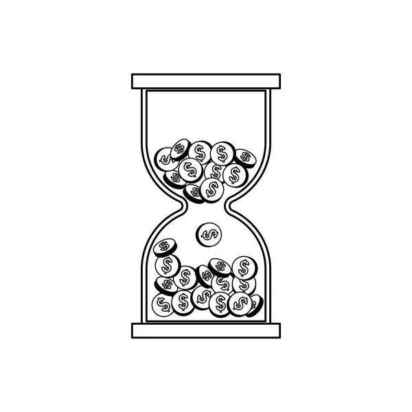 Reloj de arena con monedas — Archivo Imágenes Vectoriales