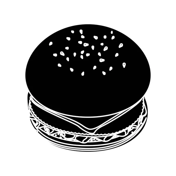 Contorno hamburguesa comida rápida icono — Vector de stock