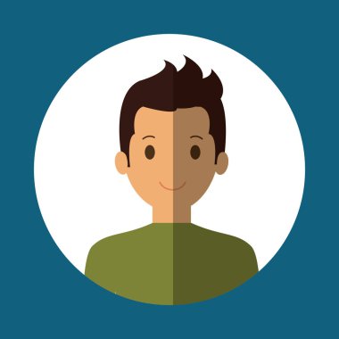 Youg adam portre yuvarlak renkli çerçeve simge görüntüsü ile