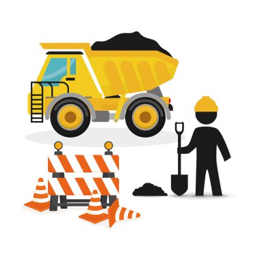 damperli kamyon tam bariyer koni yol ve alt kürek