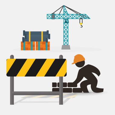 bariyer vinç işçisi inşaat tuğla duvar