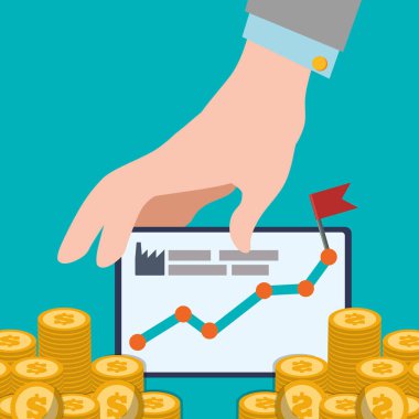 grafik artış paralar tasarımı ile el