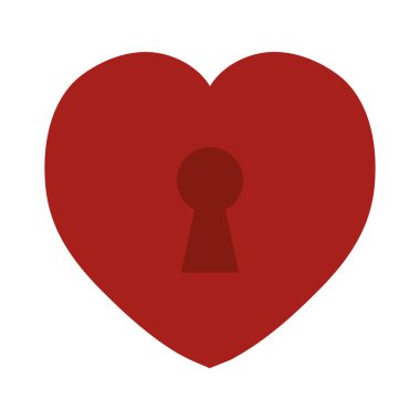 Kırmızı kalp aşk anahtar deliği simgesi
