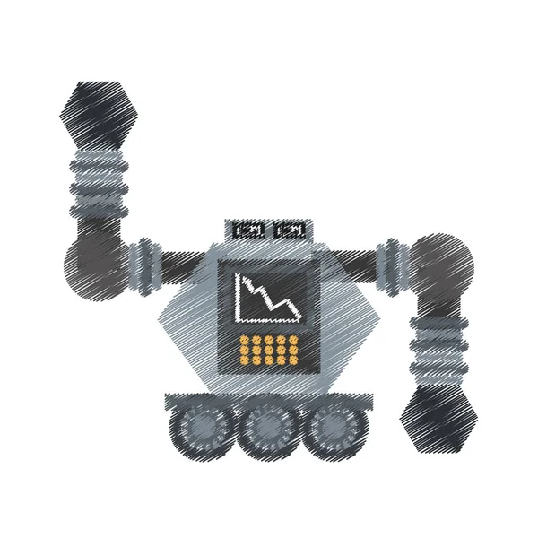 Zeichnung Roboter futuristische Analytik Bildschirm Rad — Stockvektor