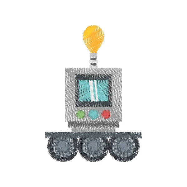 Tecnología de dibujo robot bombilla pantalla de luz — Archivo Imágenes Vectoriales
