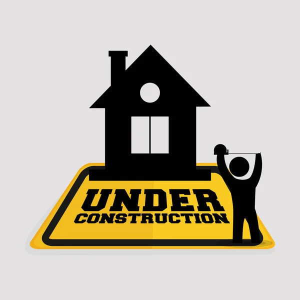 Under construction worker house tape measuring — Stock Vector