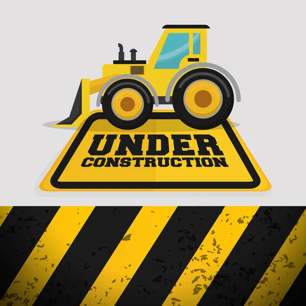 Excavator machinery under construction sign — Stock Vector
