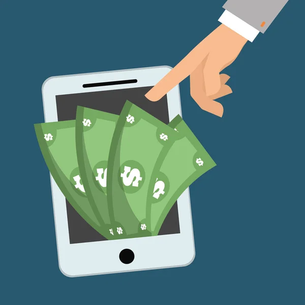 Смартфон деньги цифровое приложение — стоковый вектор