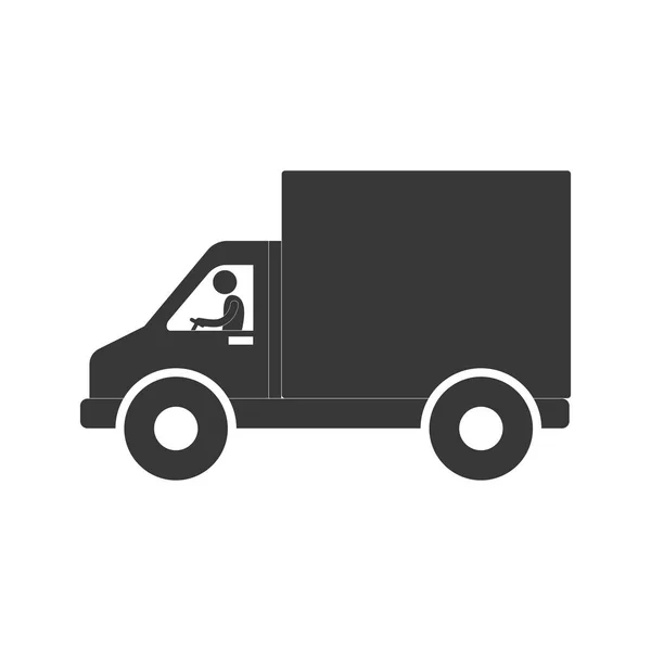 Uomo camion consegna figura trasporto pittogramma — Vettoriale Stock