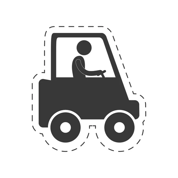 Homme travailleur conduire camion transport figure pictogramme — Image vectorielle