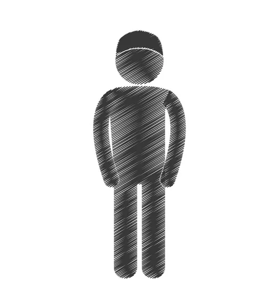 Tekening werknemer mens staande figuur pictogram — Stockvector