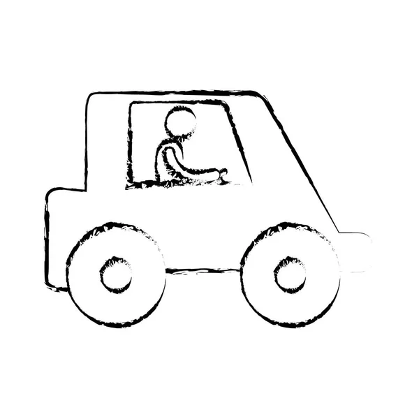 Croquis homme travailleur conduire camion — Image vectorielle