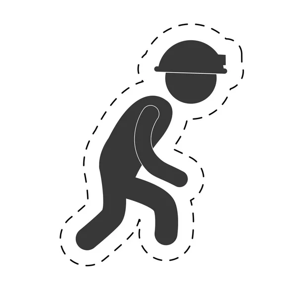 Mining worker helmet figure pictogram — Stock Vector