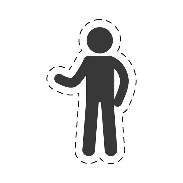 Travailleur homme debout figure pictogramme — Image vectorielle