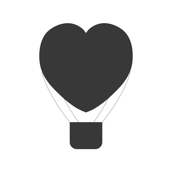 Hart love luchtballon vliegen pictogram — Stockvector
