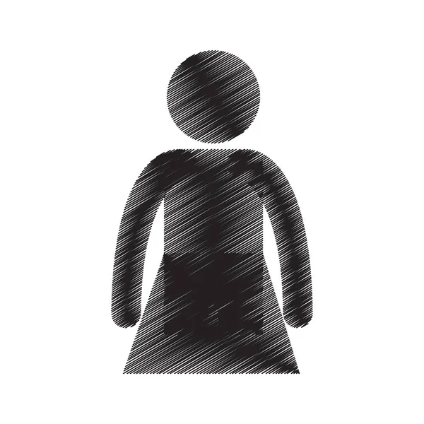 Γυναίκα στέκεται πρόσωπο ενήλικο εικονόγραμμα κλήρωση — Διανυσματικό Αρχείο