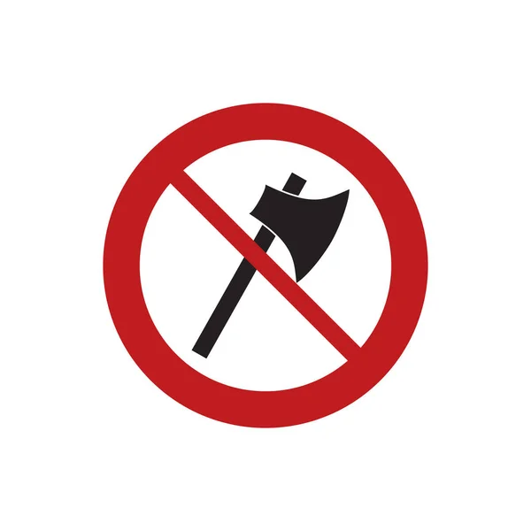 Proibida machado ferramenta de madeira arma sinal estrada — Vetor de Stock