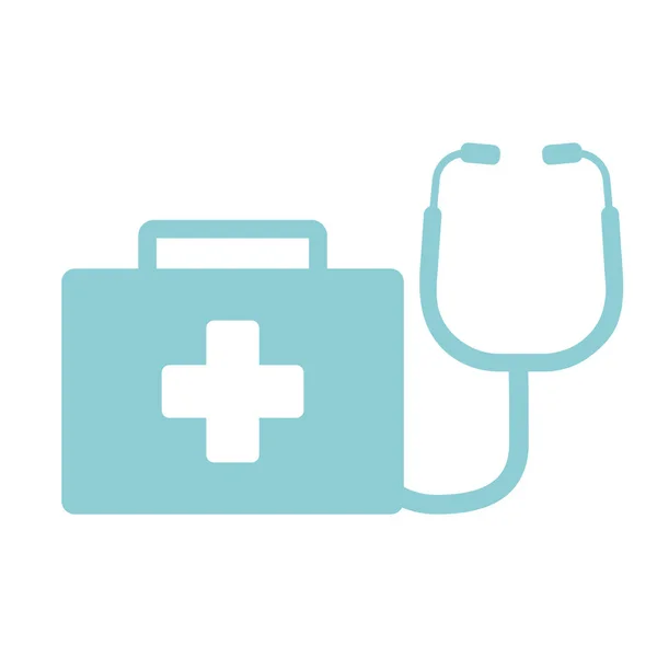 Första hjälpen kit stetoskop resväska nödsituation klinik — Stock vektor