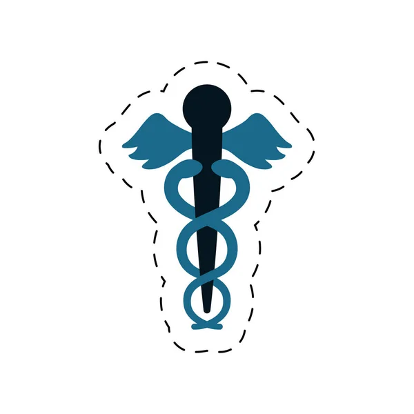 Caduceus Medizin Symbol Symbol Schnittlinie — Stockvektor