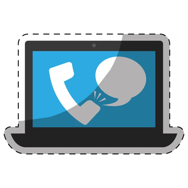 Telefonní hovor s obrázek ikony počítače digitální telekomunikační — Stockový vektor