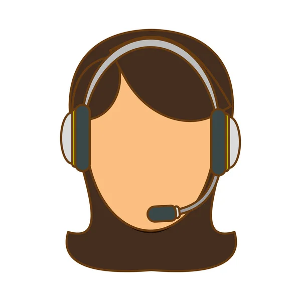 Κλήση κέντρου τηλεμάρκετινγκ τεχνολογίας υπηρεσία εργαζόμενος φορώντας ακουστικά ic — Διανυσματικό Αρχείο