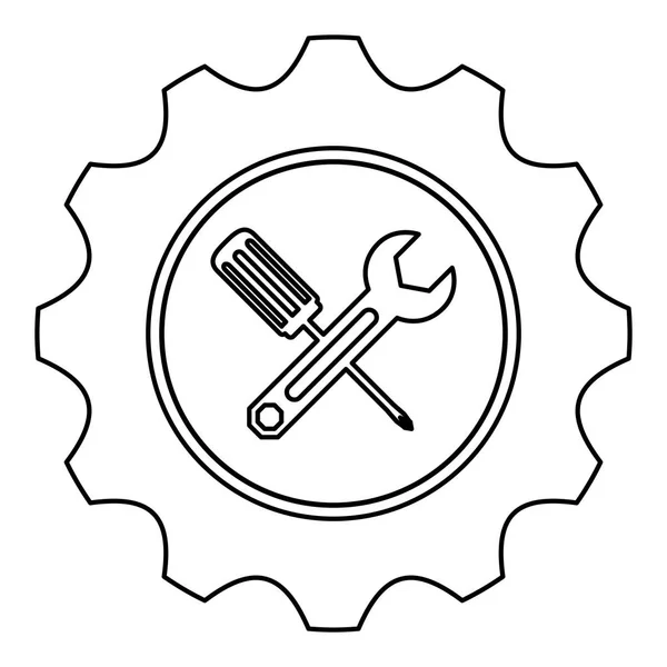 Servicio técnico de reparación icono emblema — Vector de stock