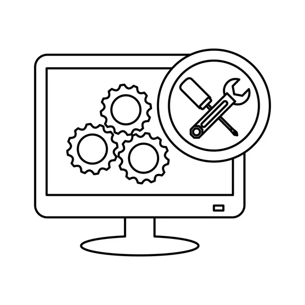 Icône des ordinateurs de service technique — Image vectorielle