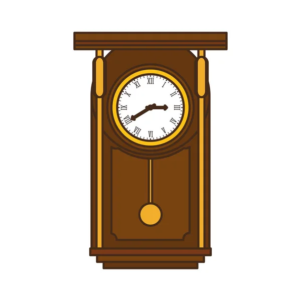 Brown pendulum clock icon image — Stock Vector