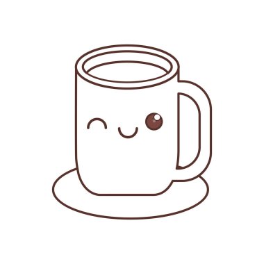 Kawaii kupa çay çikolata sapı ince çizgi