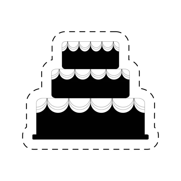 Torta pasticceria dessert celebrazione partito pittogramma — Vettoriale Stock