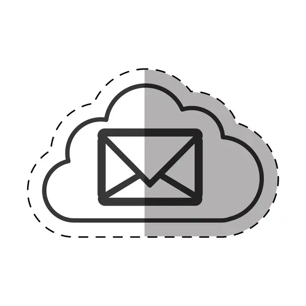 Λεπτή γραμμή φάκελος μήνυμα ηλεκτρονικού ταχυδρομείου σύννεφο τεχνολογία — Διανυσματικό Αρχείο