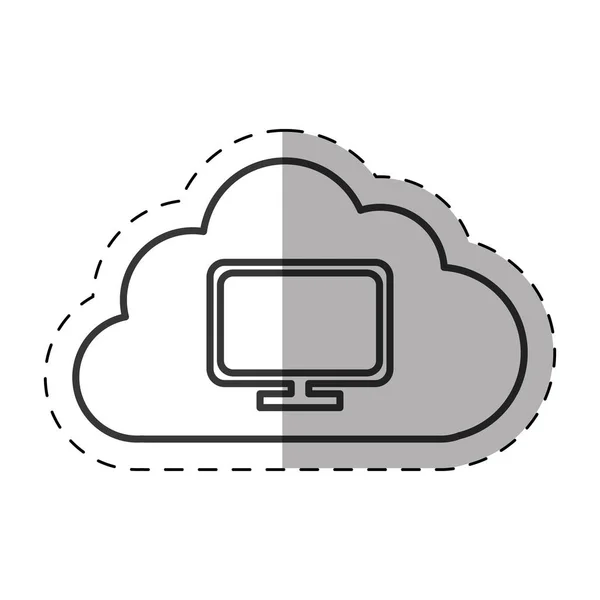 Tecnología de dispositivo de pantalla de nube delgada línea — Archivo Imágenes Vectoriales