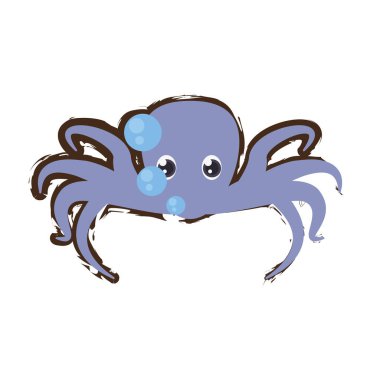 Mor ahtapot deniz hayat kabarcıklar doodle