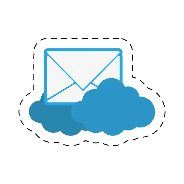 Φάκελος μήνυμα ηλεκτρονικού ταχυδρομείου σύννεφο κοπεί γραμμή — Διανυσματικό Αρχείο