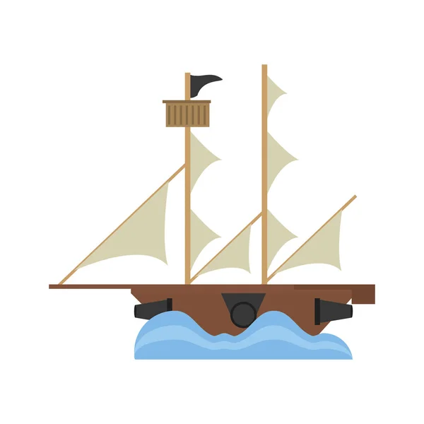 Piraten schip varen avontuur pictogram — Stockvector