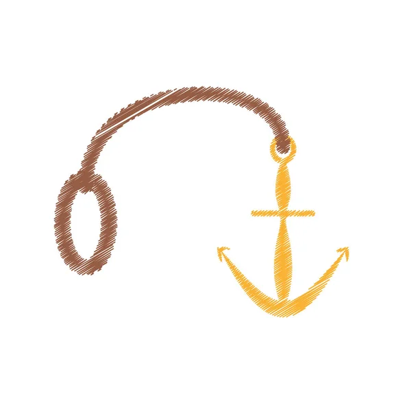 Desenho corda de âncora marinha náutica —  Vetores de Stock