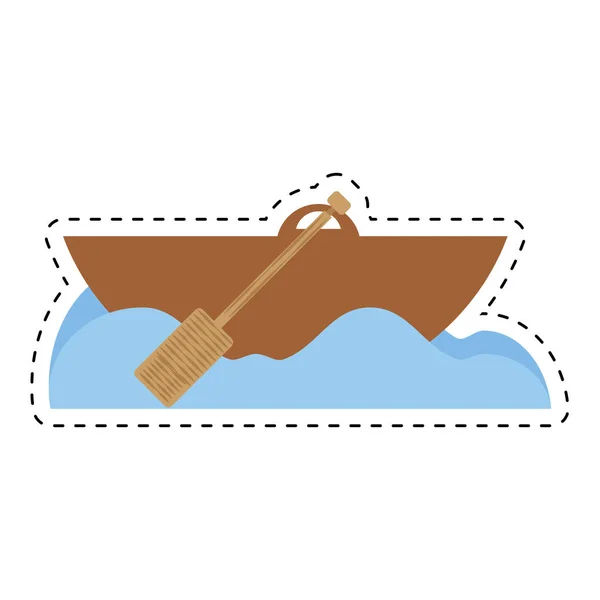 Веслування на дерев'яному човні океанська лінія — стоковий вектор