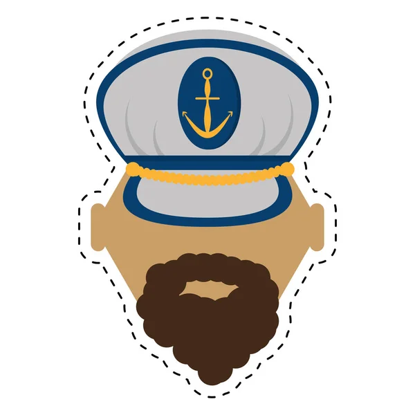 Capitaine bateau marin avec chapeau uniforme ligne de coupe — Image vectorielle