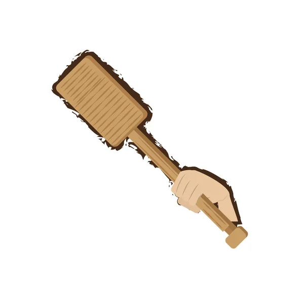 Рука держа деревянные каракули — стоковый вектор