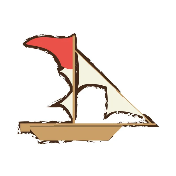 Bateau pirate voile aventure drapeau gribouille — Image vectorielle