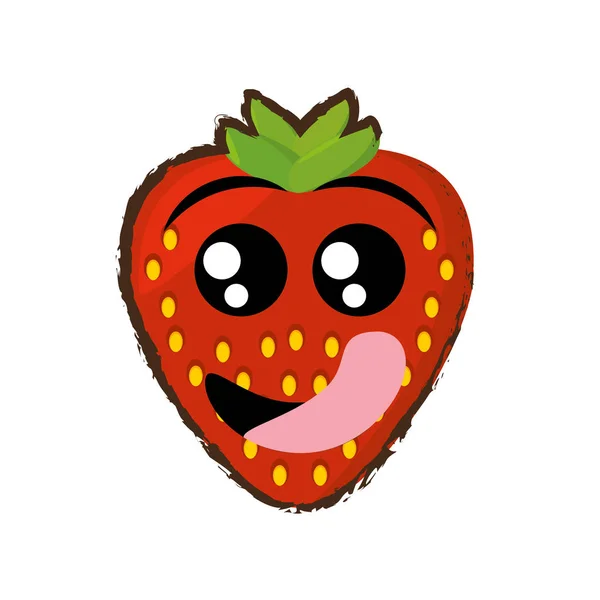 Erdbeere Mienen hungriges Gesicht — Stockvektor
