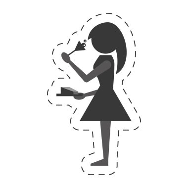 kadın şarap iç simgesi tasarım