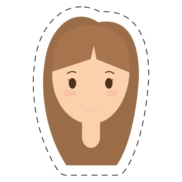 Gente mujer casual cara icono — Vector de stock