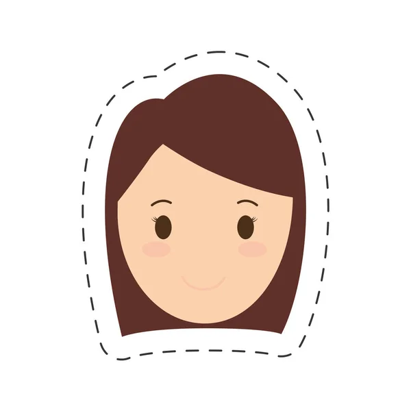 Gente mujer casual cara icono — Vector de stock