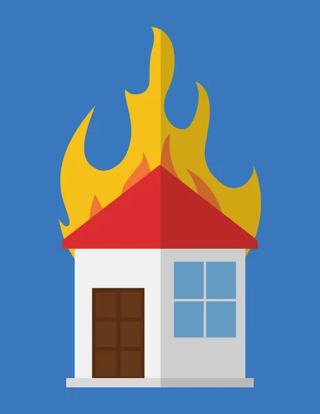 Casa en el fuego icono de imagen — Vector de stock