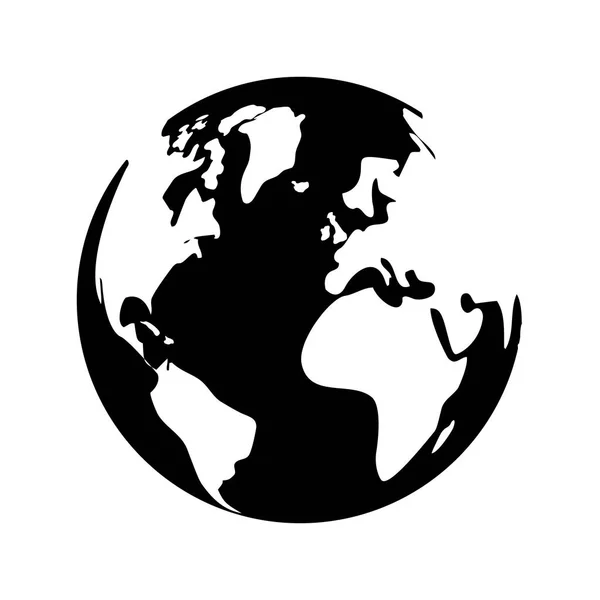 Изображение иконы черно-белой планеты Земля — стоковый вектор
