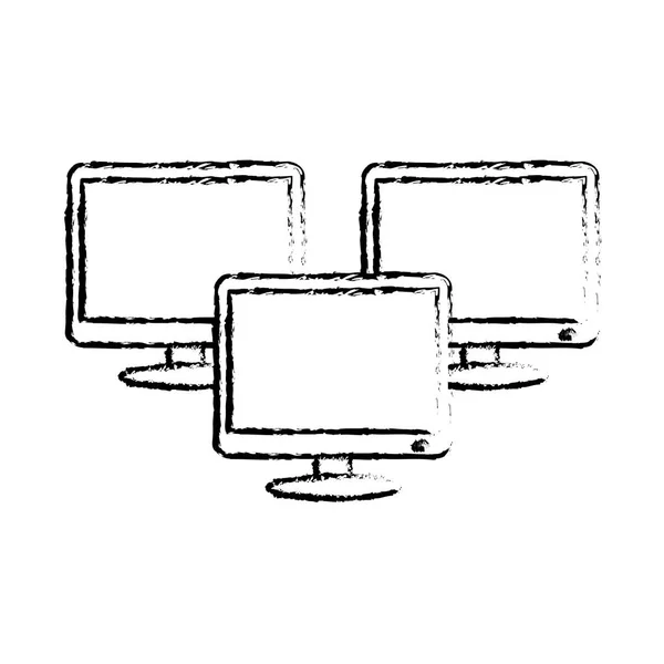 Tre dator bildskärmar ikonbild — Stock vektor
