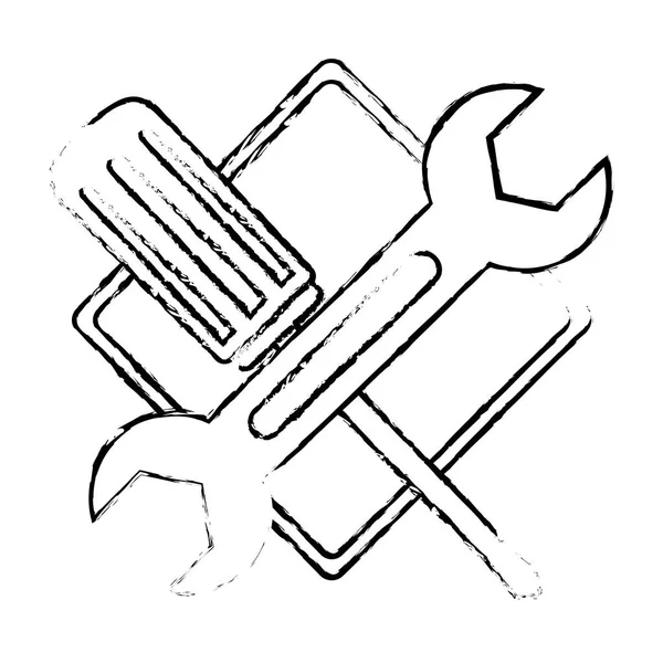 Reparatie werkplaats embleem pictogramafbeelding — Stockvector