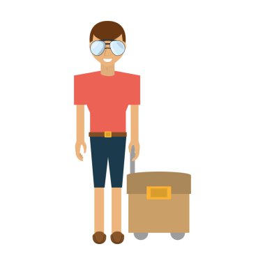 seyahat çanta simgesi olan adam